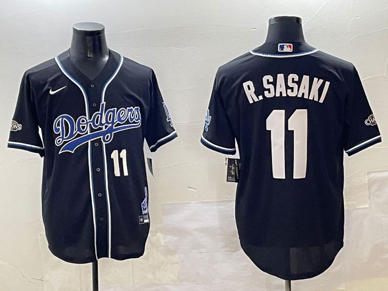 Men Los Angeles Dodgers #11 R.Sasaki Black Fashion Game 2025 Nike MLB Jersey style 30614